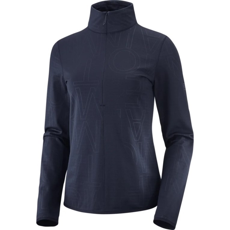 Chaquetas Salomon Essential Lightwarm Half Zip Mujer Azul Marino | MX CEKI163